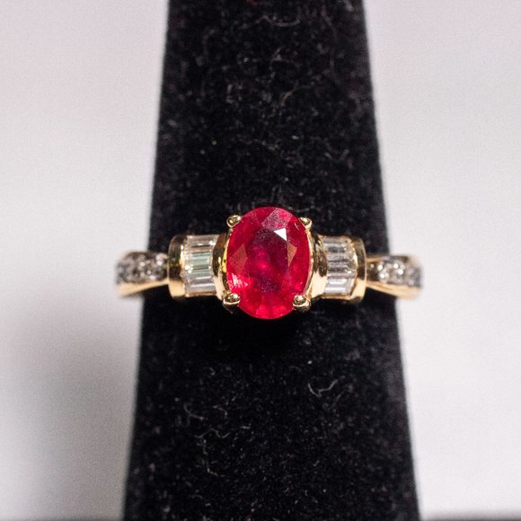 Le Vian Ruby/ diamond ring in 14k yellow gold - Picture 1 of 8